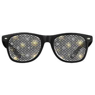 Xmas Golden Snowflakes on Black Background Retro Sunglasses