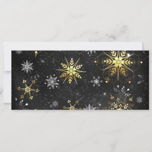 Xmas Golden Snowflakes on Black Background Save The Date