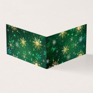Xmas Golden Snowflakes on Green Background
