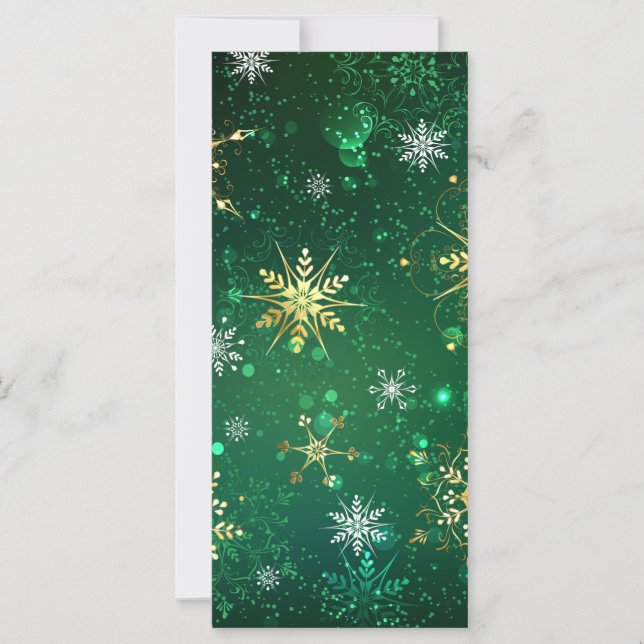 Xmas Golden Snowflakes on Green Background (Front)