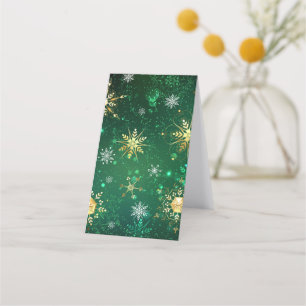 Xmas Golden Snowflakes on Green Background Appointment Card