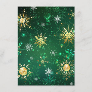 Xmas Golden Snowflakes on Green Background Enclosure Card