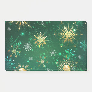 Xmas Golden Snowflakes on Green Background Post-it Notes