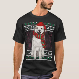 Xmas Great Pyrenee Dog Santa Hat Ugly Christmas T-Shirt