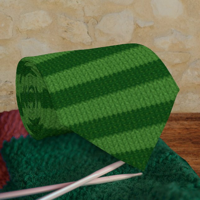 Xmas Green Knit Effect - Two-Tone Spruce Striped Tie (Creator Uploaded)