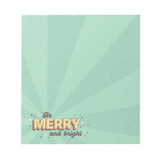 Xmas greetings be merry and bright star text notepad (Front)