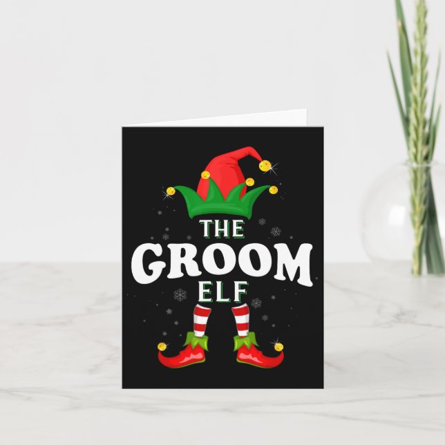 Xmas Groom Elf Family Matching Christmas Pajama  Card (Front)