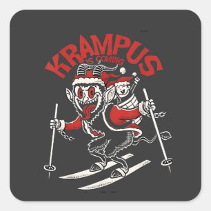 Xmas Gruss Vom Krampus Christmas Devil Square Sticker