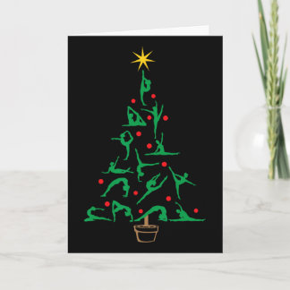 Xmas Gymnastics Yoga Christmas Tree  Card