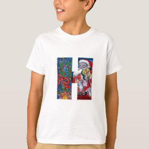 XMAS H LETTER /SANTA  CLAUS WITH VIOLIN MONOGRAM T-Shirt