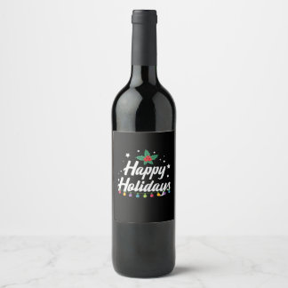 Xmas Happy Holliday Wine Label