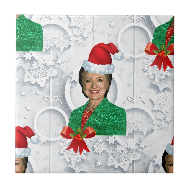 xmas Hillary clinton Ceramic Tile (Front)