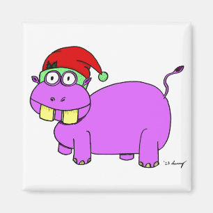 Xmas Hippo Magnet