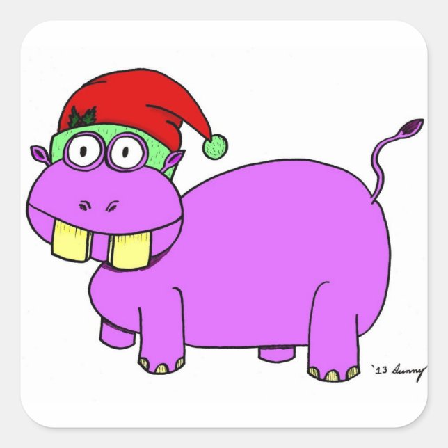 Xmas Hippo Stickers - Set of 20 (Front)