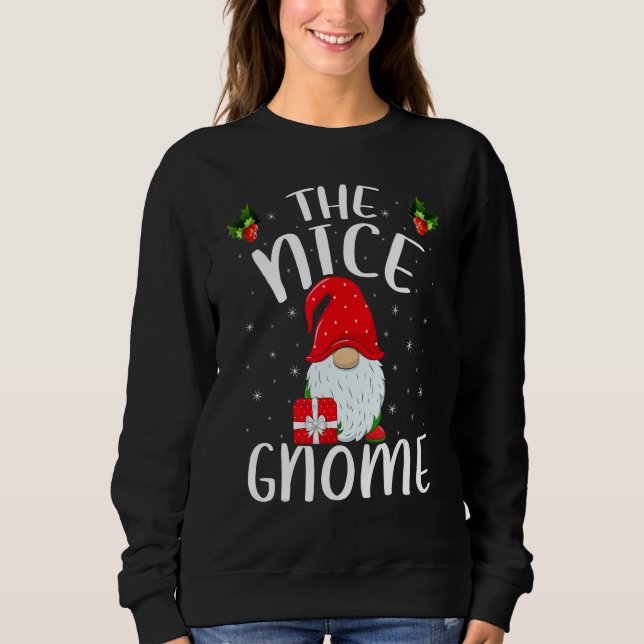 Xmas Holiday Family Matching The Nice Gnome Christ Sweatshirt (Front)
