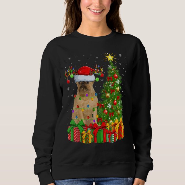 Xmas Holiday Light Santa Brussels Griffon Dog Chri Sweatshirt (Front)
