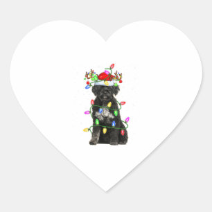 Xmas Holiday Lighting Santa Portuguese Water Dog C Heart Sticker