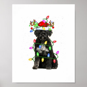 Xmas Holiday Lighting Santa Portuguese Water Dog C Poster