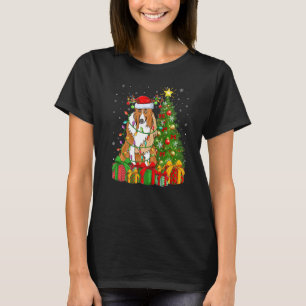 Xmas Holiday Lights Santa Collie Dog Christmas Tre T-Shirt