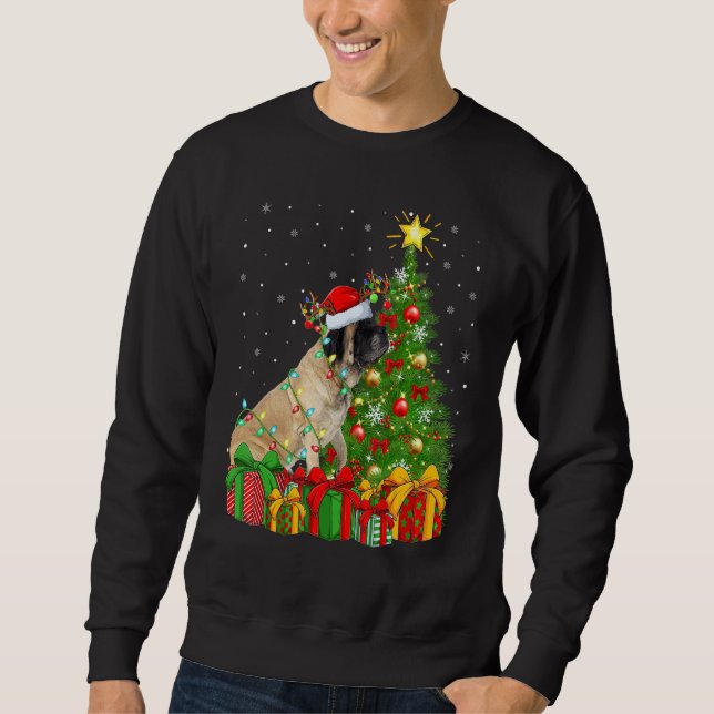 Xmas Holiday Lights Santa English Mastiff Dog Chri Sweatshirt (Front)