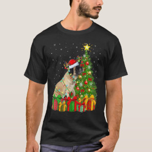 Xmas Holiday Lights Santa English Mastiff Dog Chri T-Shirt