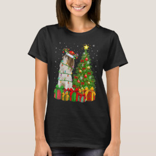 Xmas Holiday Lights Santa Japanese Chin Dog Christ T-Shirt