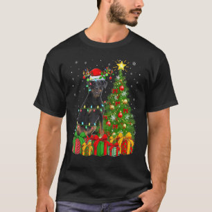 Xmas Holiday Lights Santa Rottweiler Dog Christmas T-Shirt