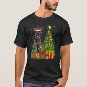 Xmas Holiday Lights Santa Schnauzer Dog Christmas  T-Shirt
