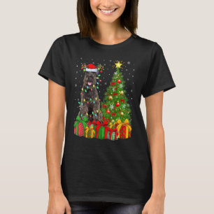 Xmas Holiday Lights Santa Schnauzer Dog Christmas T-Shirt