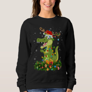 Xmas Holiday Reindeer Hat Santa Alligator Christma Sweatshirt