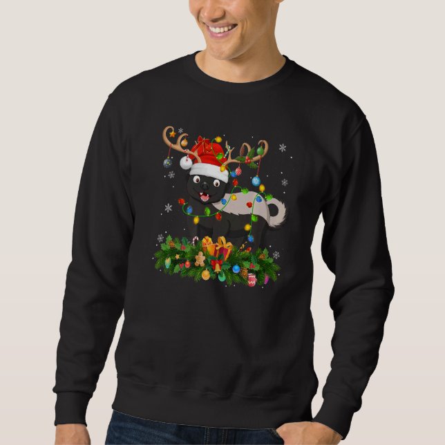 Xmas Holiday Reindeer Hat Santa Badger Christmas   Sweatshirt (Front)