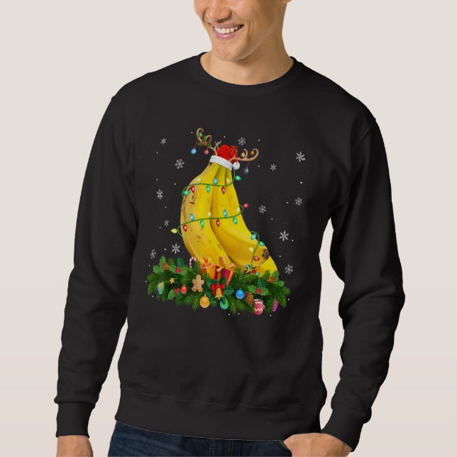 Xmas Holiday Reindeer Hat Santa Banana Christmas Sweatshirt (Front)