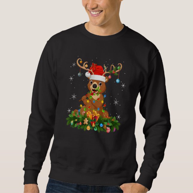Xmas Holiday Reindeer Hat Santa Bear Christmas   Sweatshirt (Front)
