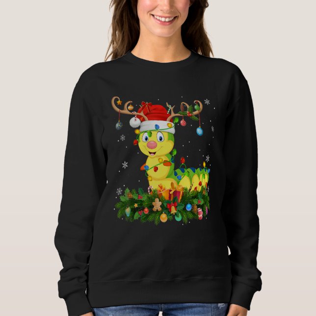 Xmas Holiday Reindeer Hat Santa Caterpillar Christ Sweatshirt (Front)