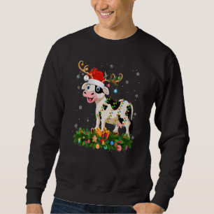 Xmas Holiday Reindeer Hat Santa Cattle Christmas   Sweatshirt