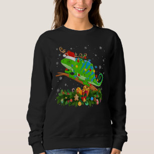 Xmas Holiday Reindeer Hat Santa Chameleon Christma Sweatshirt