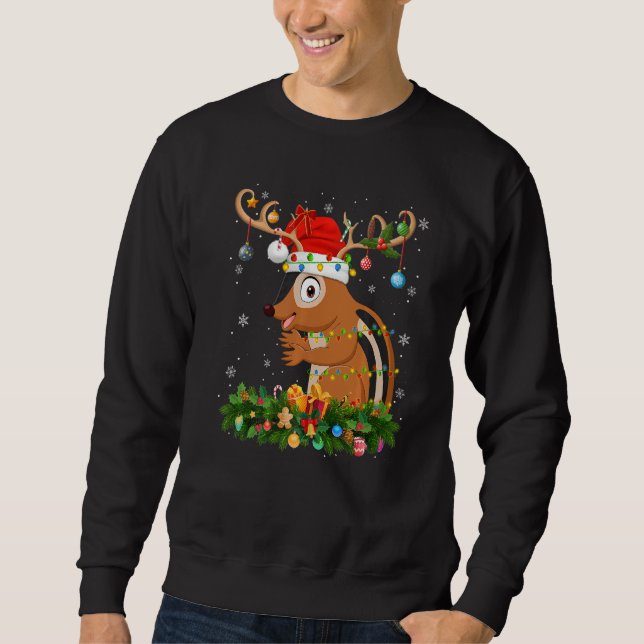 Xmas Holiday Reindeer Hat Santa Chipmunk Christmas Sweatshirt (Front)