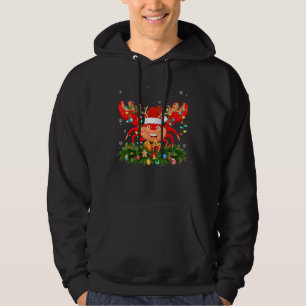 Xmas Holiday Reindeer Hat Santa Crab Christmas Hoodie