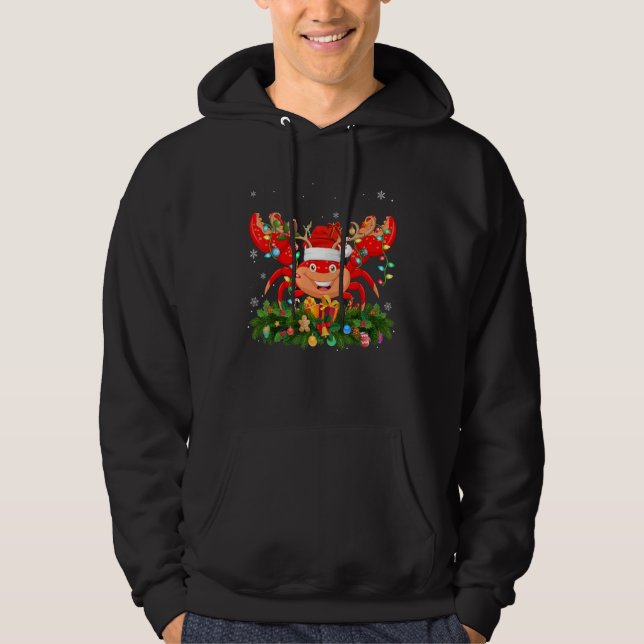 Xmas Holiday Reindeer Hat Santa Crab Christmas Hoodie (Front)