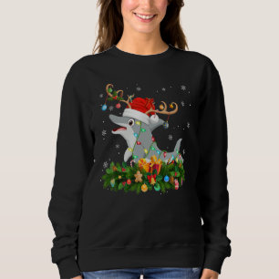 Xmas Holiday Reindeer Hat Santa Dolphin Christmas Sweatshirt