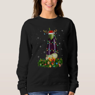 Xmas Holiday Reindeer Hat Santa Eggplant Christmas Sweatshirt
