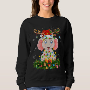 Xmas Holiday Reindeer Hat Santa Elephant Christmas Sweatshirt