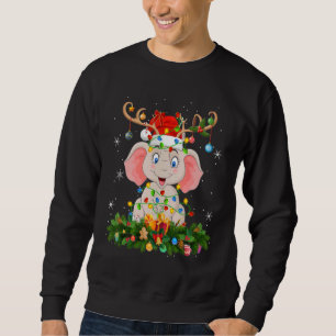Xmas Holiday Reindeer Hat Santa Elephant Christmas Sweatshirt