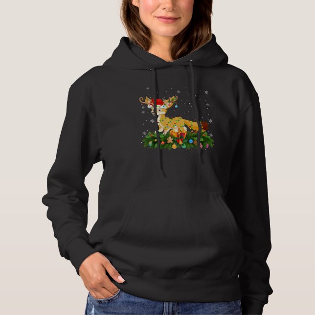 Xmas Holiday Reindeer Hat Santa Fennec Fox Christm Hoodie (Front)