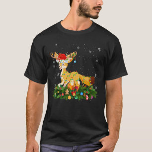 Xmas Holiday Reindeer Hat Santa Fennec Fox Christm T-Shirt