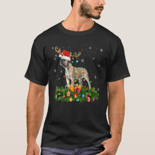 Xmas Holiday Reindeer Hat Santa French Bulldog Chr T-Shirt