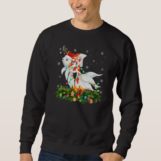 Xmas Holiday Reindeer Hat Santa Goldfish Christmas Sweatshirt (Front)