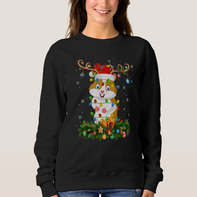 Xmas Holiday Reindeer Hat Santa Hamster Christmas  Sweatshirt (Front)