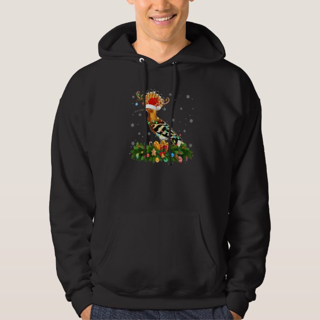 Xmas Holiday Reindeer Hat Santa Hoopoes Bird Chris Hoodie (Front)