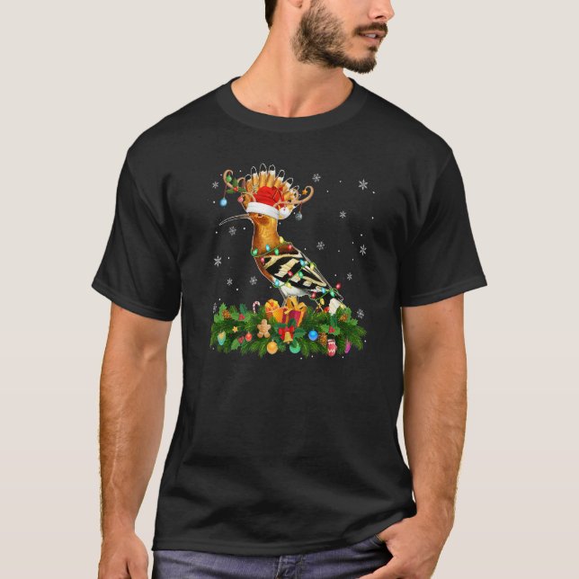 Xmas Holiday Reindeer Hat Santa Hoopoes Bird Chris T-Shirt (Front)